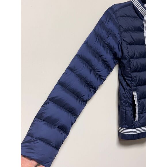 ARIAT Navy/White Packable Down Zip Front Jacket, Gingham Lining, Sz S - Picture 4 of 13